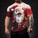 European And American Santa Claus 3D Printed Loose Short Sleeve