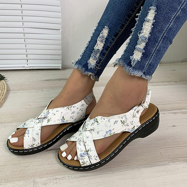 Women Ethnic Style Flower Print Sandals