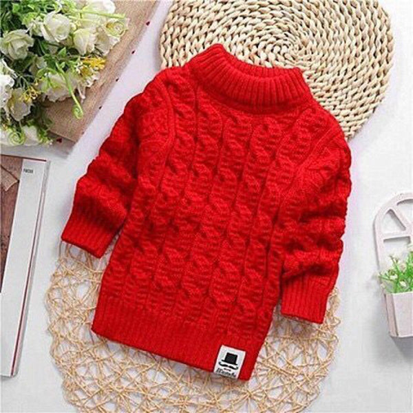 Plush Thick Knitted Fir Bottoming Shirt Baby Children Round Neck High