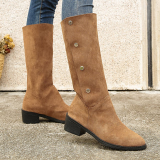 Versatile Riding European And American Trendy Unique Mid-calf Boots