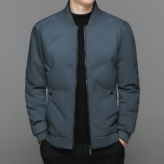 Buy navy-blue Fashion Down Jacket Winter Warm Jacket For Men Casual All-match Solid Color Coat