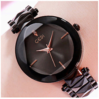 Buy black-shell-black New Women&#39;s Fashion Personalized Trend Atmosphere Watch Steel Belt Women&#39;s Watch