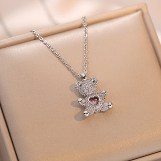 Buy rigid-color Necklace Female Bear Necklace Love Heart