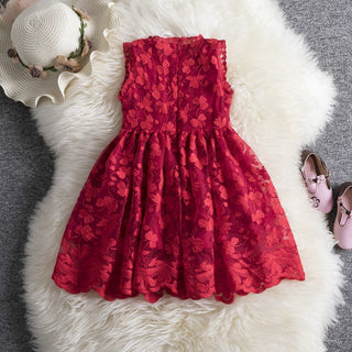 Buy red Girls lace princess dress