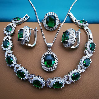 Buy green Luxury Temperament Wild Jewelry Suit