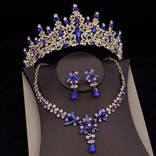 Buy blue-suit Royal Queen Bridal Jewelry Sets For Women Luxury Tiaras Crow