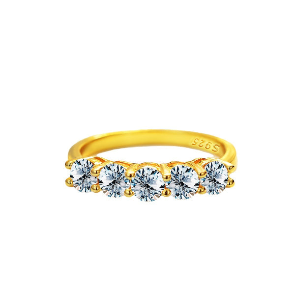 Moissanite Five-star Row Diamond Ring Platinum Women