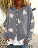 Women's Heart Sweater Single Breasted Cardigan