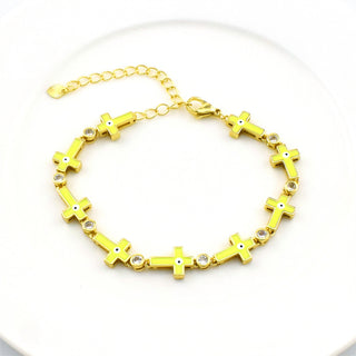 Buy yellow Cross Unique Gold-plated Zircon Bracelet