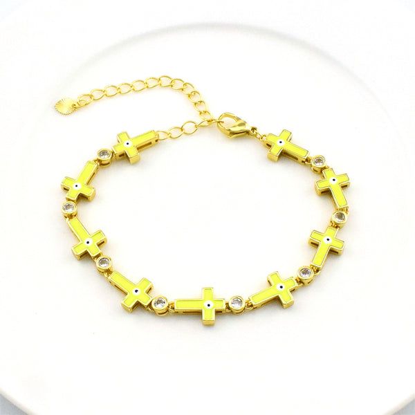 Cross Unique Gold-plated Zircon Bracelet