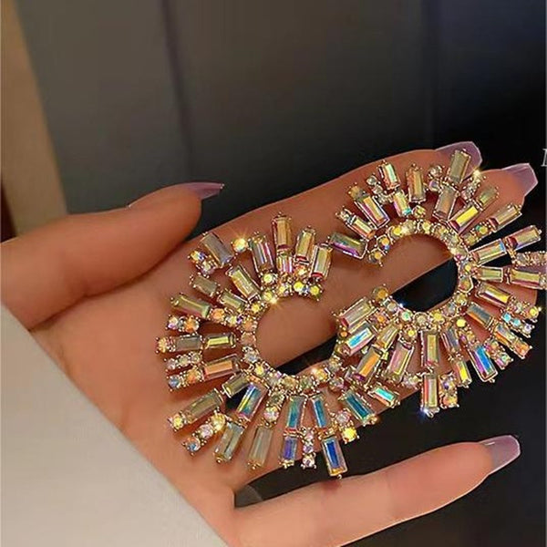 Geometric Alloy Rhinestone Acrylic Earrings