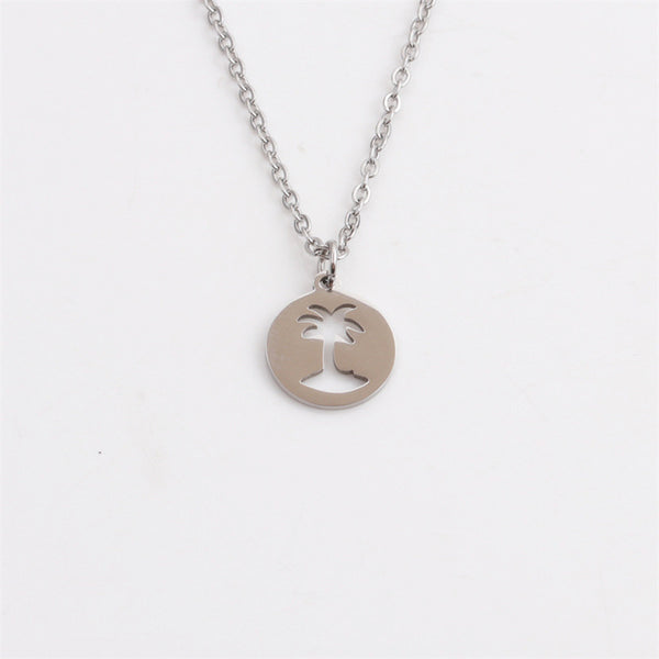 Titanium Steel Hollow Coconut Tree Pendant For Men's