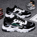 Men Black White Lace-up Sneakers