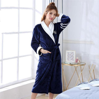 Buy women3 Winter Flannel Lovers Robe Gown Elegant Solid Casual Sleepwe