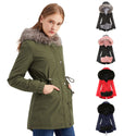 Women Parka Cotton-padded Mid-length Hooded Jacket: