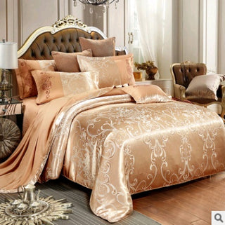 Buy champagne Luxury European Bedding Satin Jacquard Modal Cotton Tencel Set