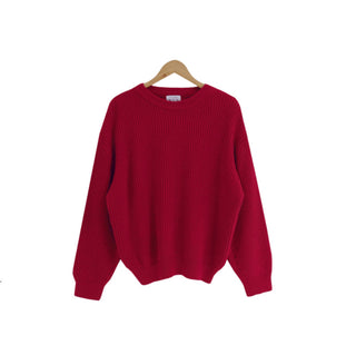 Buy red Solid Color Lazy And Loose Thick Needle Pullover