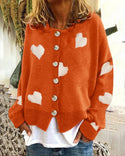 Women's Heart Sweater Single Breasted Cardigan