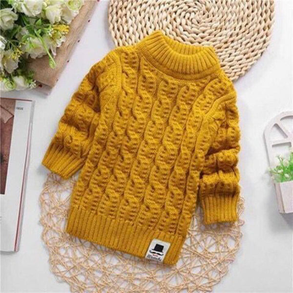 Plush Thick Knitted Fir Bottoming Shirt Baby Children Round Neck High