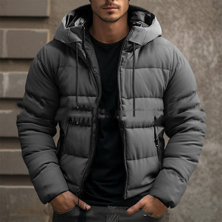 Buy gray Men&#39;s Solid Color Hooded Velvet Cotton Clothes