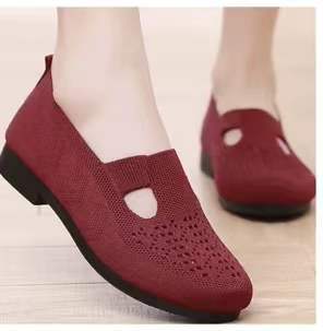 Buy red Women Breathable Mesh Flats Shoes