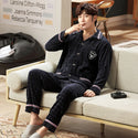 Autumn And Winter Flannel Men's Pajamas Men's Lapel Cardigan