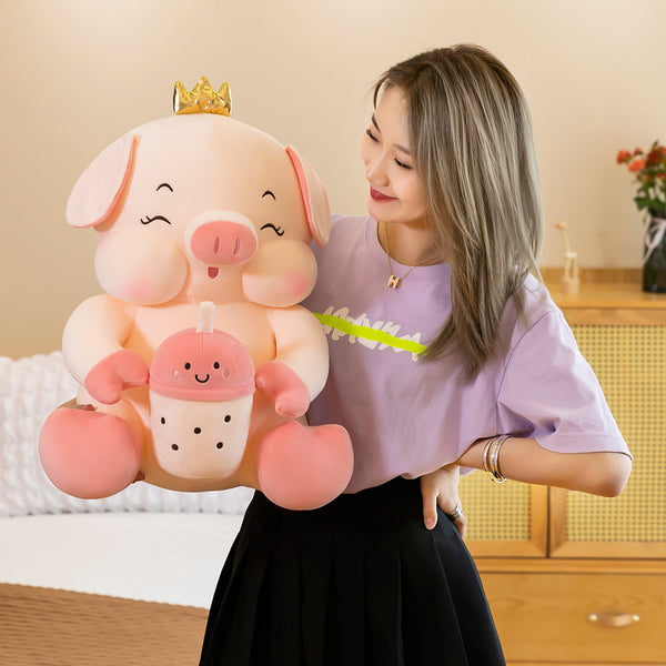 Baby Bottle Pig Doll Plush Toy Big Pillow Rag