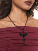 Creative Dark Punk Cross Moth Necklace