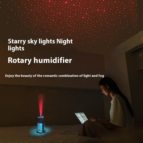 New Projection Starry Sky Top Ambient Light Humidifier Small Portable Anti-Dry Burn Car Home USB Spray Shaking Head