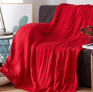 Buy red Cotton Solid Knitted Blanket