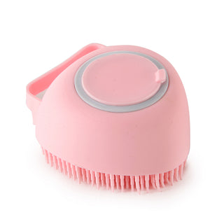 Buy pink Silicone Dog Bath Massage Gloves Brush Pet Cat Bathroom Cleaning Tool Comb Brush For Dog Can Pour Shampoo Dog Grooming Supplies