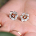 Special-interest Earrings Flower Rhinestone-embedded Tide