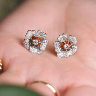 Buy e3305-orange Special-interest Earrings Flower Rhinestone-embedded Tide