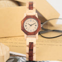 Bracelet Buckle Octagon Face Diamond Ladies Wooden Watch