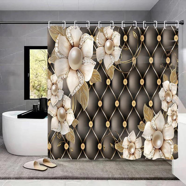 Waterproof Shower Curtain Set With Hook Three-piece Set