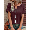 Women's V-neck Short Sleeve Tops Shirt