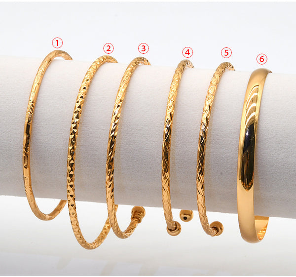 Bridal 24k Gold Plated Bracelet Ornament Women's Wedding Bell Leaf Pendant Bangle Jewelry