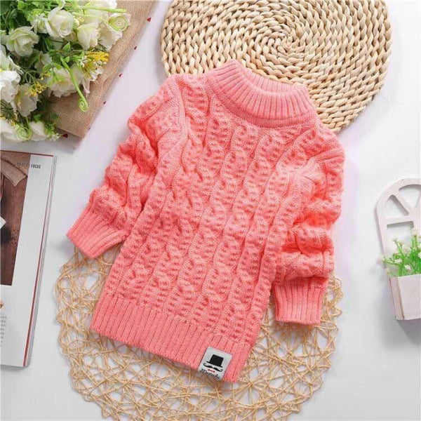 Plush Thick Knitted Fir Bottoming Shirt Baby Children Round Neck High