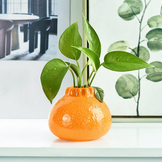 Orange Ceramic Small Vase Ornaments Living Room Flower Arrangement Hydroponic Plant Flowers Green Radish