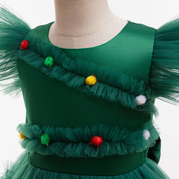 Christmas Party Girl Princess Dress Bow