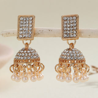 Buy square-type-gold Bohemian Style Heart-shaped Diamond Bell-shaped Earrings