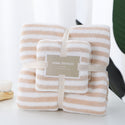 Striped Coral Fleece Soft Towels Suit Soft Skin-friendly Home Wear Blanket Velvet Fabric