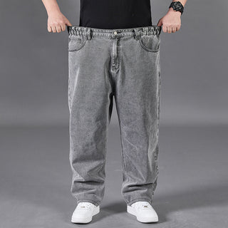 Buy grey Men&#39;s Loose Straight Trend Jeans