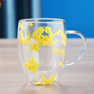 Buy 6-style Dried Flower Double Layer Glass Cup Real Flower Cyber Celebrity Style Quicksand Cup