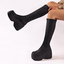 Women's High-heeled Elastic Leather Boots