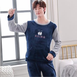 Buy a Coral Velvet Thickened Plus Velvet Cartoon Men&#39;s Pajamas