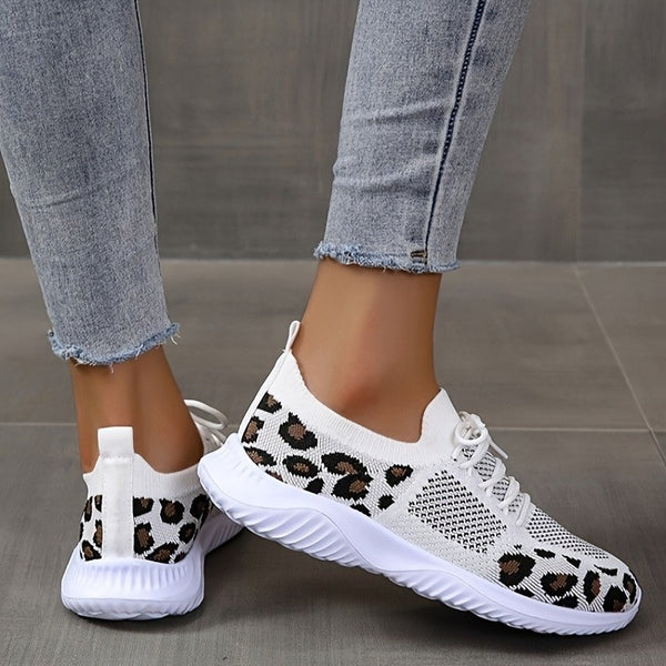 Women Leopard Print Lace-up Sneakers