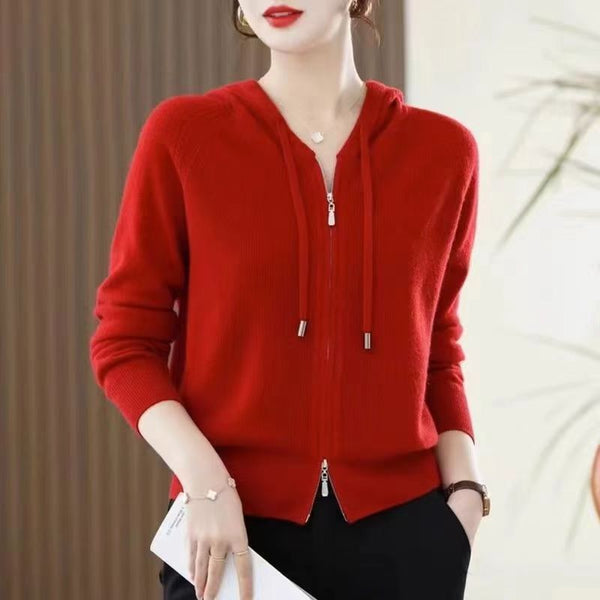 Knitted Hooded Casual Simple Fashion Style Women's Clothing