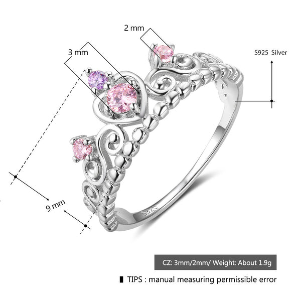 Women's Fashion Pink Zircon Crown Ring