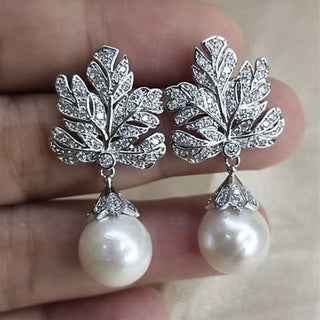 Buy e3550-white-gold-color Leaf-shaped Earring Female Pearl Design